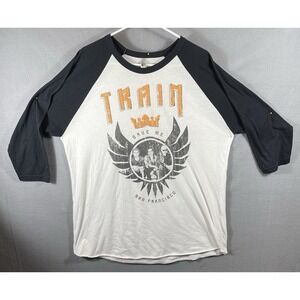 Train - "Save Me" - San Francisco. XL White Shirt W/ Black 3/4 Sleeves‎ & Trim